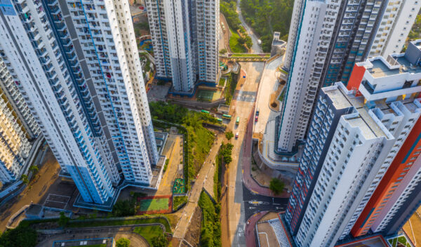 Choi Hung, Hong Kong 25 April 2019: Top down view of Hong Kong building